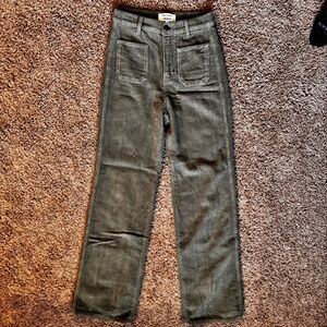 Reformation Alyssa High Rise Wide Leg Corduroy Pants Moss - Size 25